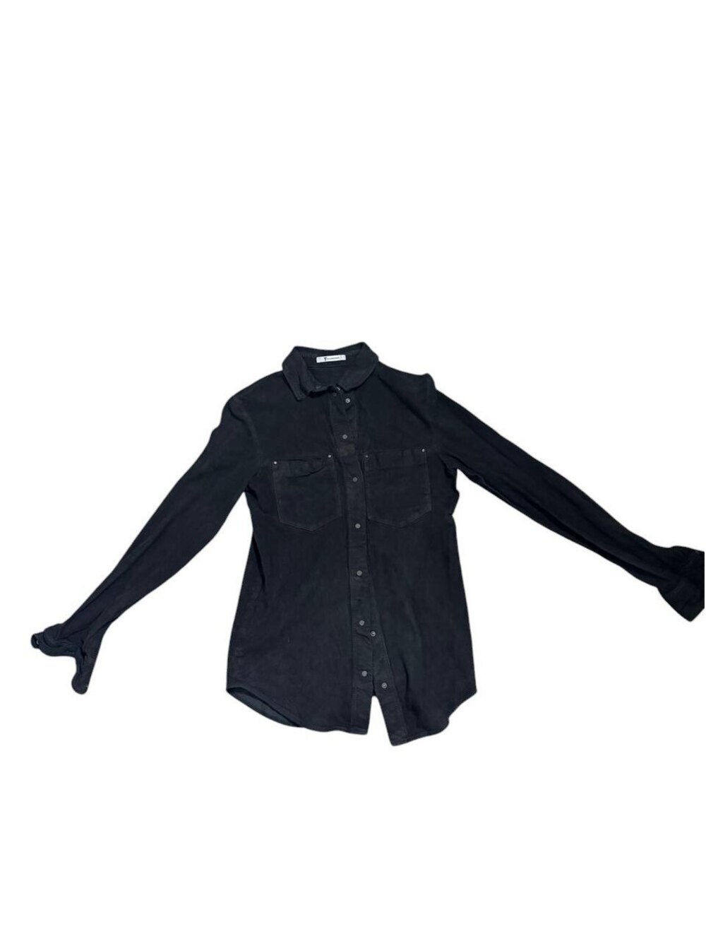 T Alexander Wang Suede Snap Western Shirt Black